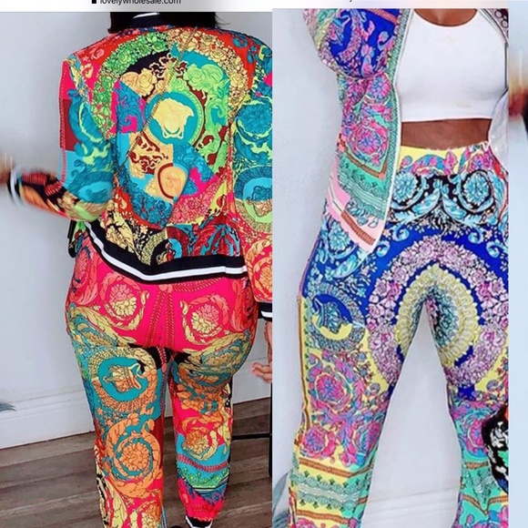 Pink Multi Colored Jogger Set - Picture 1 of 3